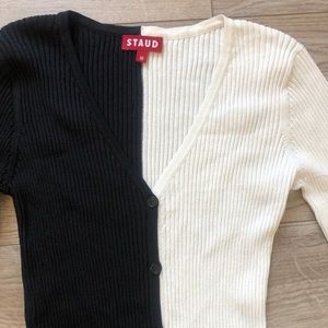 Staud Cargo Colorblock Cardigan Sweater 